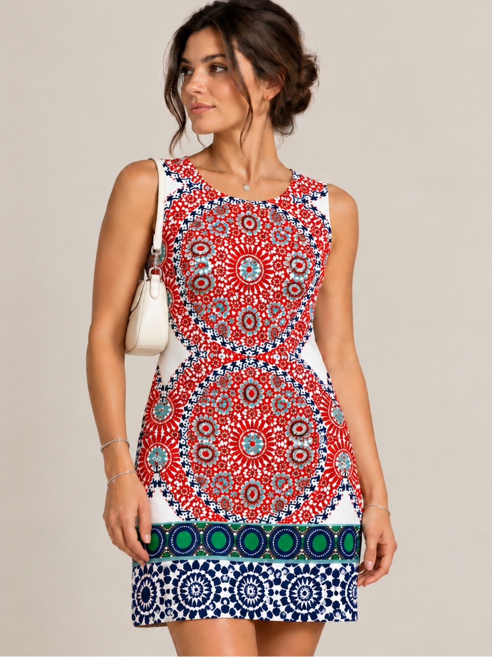 London Times Sleeveless Red Printed Dress size US 14